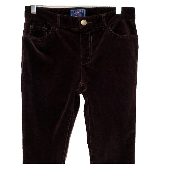 Chaps Denim Petites Women's Brown Velvet Straight Leg Mid-Rise Pants Size 4P - Picture 2 of 11